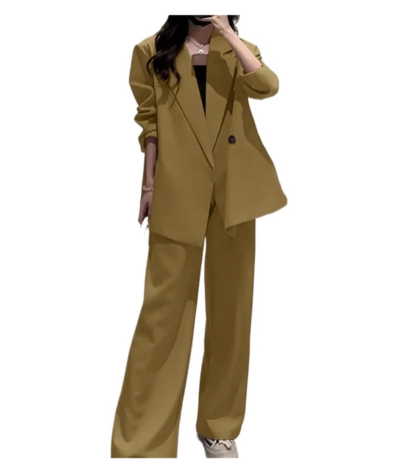 Conjuntos de pantalón Oficina otoño for Mujer, Trajes 2 Piezas, Elegantes Blazer Manga Larga, Pantalones Trabajo sólidos para Negocios, Trabajo, Oficina, Formal
