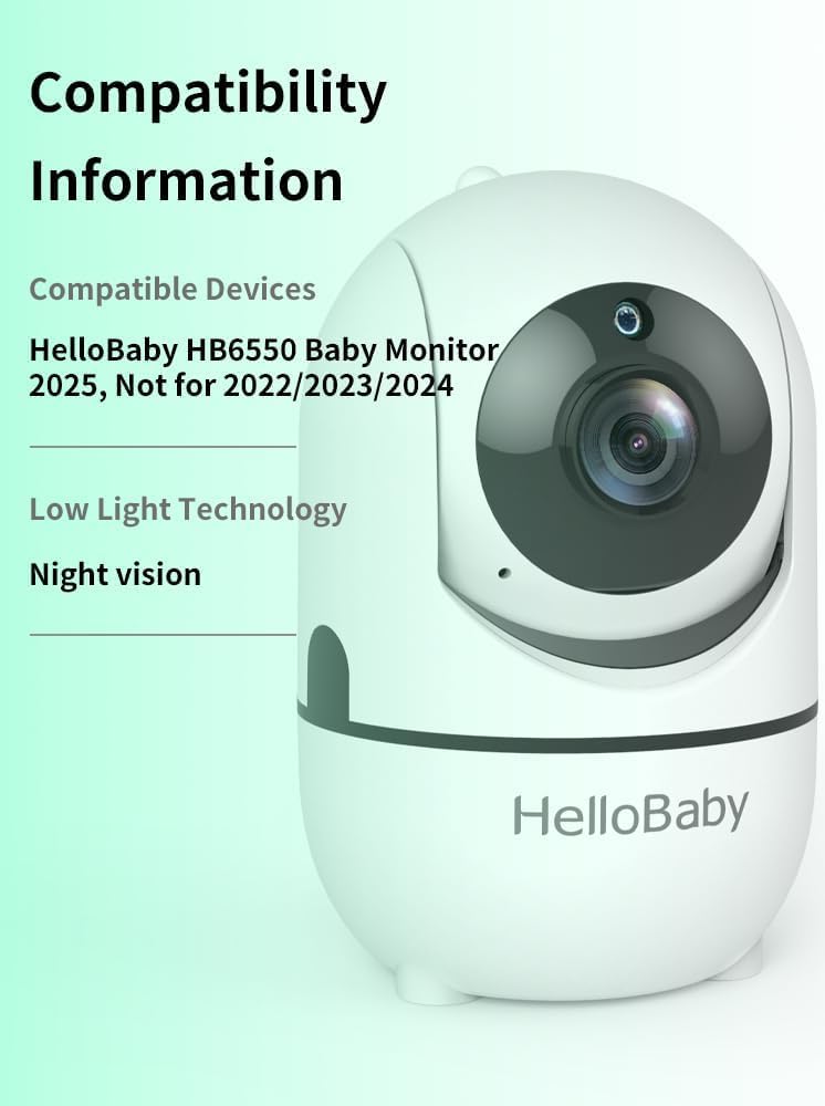 HelloBaby 𝐇𝐁𝟔𝟓𝟓𝟎 Camera, Add-on Cam Only for HB6550 𝟐𝟎𝟐𝟓/𝟐𝟎𝟐𝟔 𝐕𝐞𝐫, HB6550 Additional/Extra Camera, Second Cam, Replace Baby Unit, 𝑪𝒐𝒏𝒕𝒂𝒄𝒕 𝑺𝒆𝒍𝒍𝒆𝒓 𝒇𝒐𝒓 35%𝗢𝗳𝗳 𝑪𝒐𝒅𝒆
