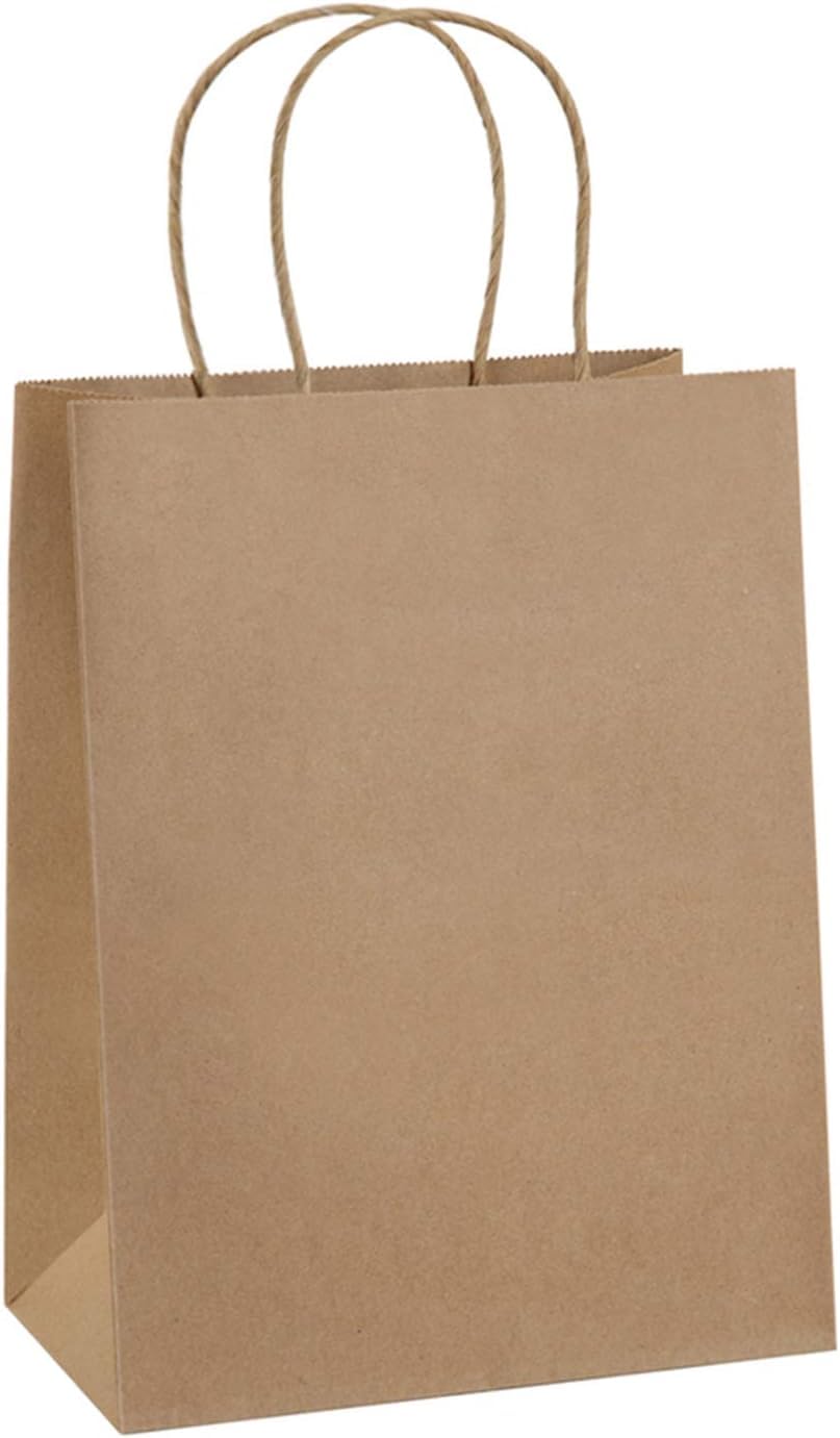 M7 Packaging Lot de 250 grands sacs en papier kraft marron avec poignée torsadée 28 x 30 cm Idéal pour cadeaux, plats à emporter, fêtes, magasins, dragées, mariages