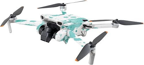MightySkins Glossy Glitter Skin Compatible with DJI Mini 3 - Teal Splatter | Protective, Durable High-Gloss Glitter Finish | Easy to Apply | Made in