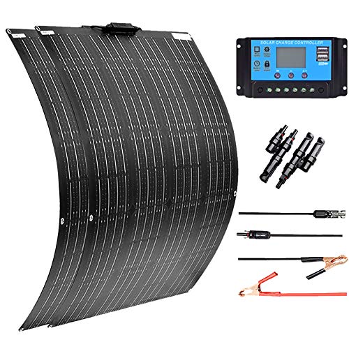 XINPUGUANG ソーラーパネル 100W 12V 単結晶 フレキシブル 太陽光発電キット 20A コントローラー RV 船舶 テント アウトドア 住宅 防災などに活躍