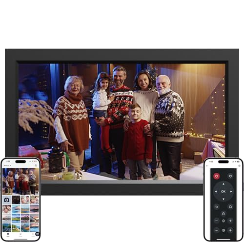 Ckypad Digitaler WLAN-Bilderrahmen, 39,6 cm (15,6 Zoll), 1920 x 1080 IPS-HD-Touchscreen, 64 GB digitaler Bilderrahmen, automatische Drehung, Wandmontage, elektronischer Bilderrahmen, Fotos / Videos