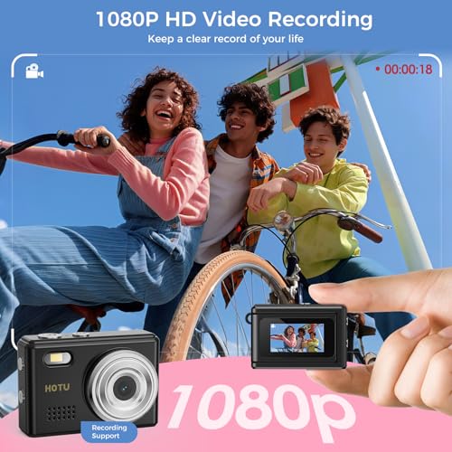 Image of HOTU Mini Keychain Camera, Y2K Portable Mini Digital Camera, 2MP 1080P Video Recording Small Camera with 32GB Card for Kids, Long Battery Life for Travel, Vlog (Minimalist, Black)