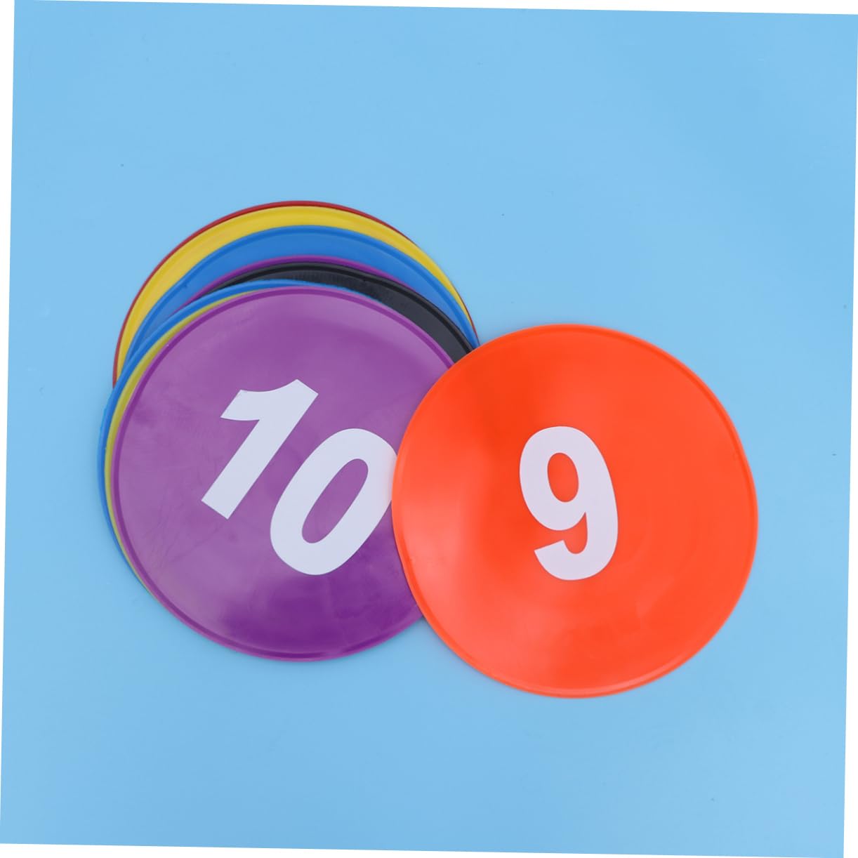Healeved Marqueurs Plats Numérotés 11 Pièces Polyvinyle 23 Cm Différentes Couleurs Disques d'Entraînement pour -Ball Hockey