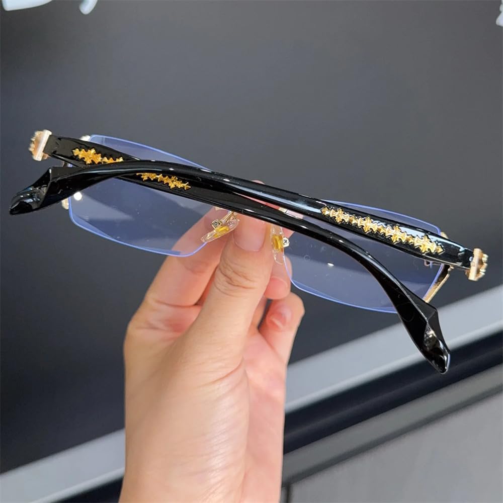 Damskie okulary w stylu retro Y2K, bezramkowe, odpowiednie dla dziewczynek, okulary do pracy przy komputerze z blokiem n