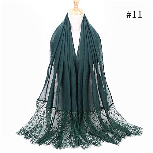 Womans Muslim Long Lace Joint Scarf Hijab Soft Cotton Long Wrap Shawls2