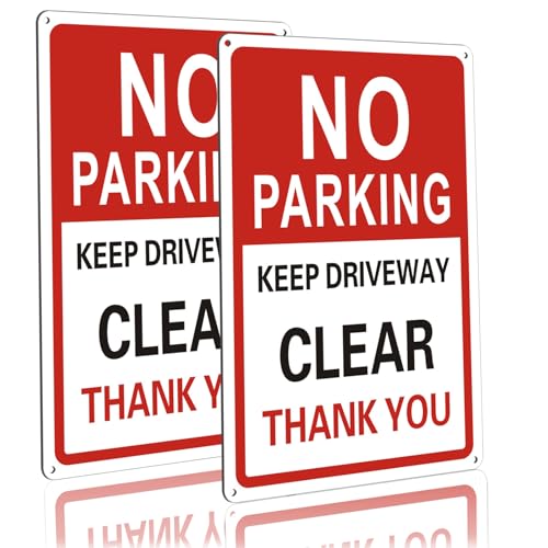 2 Pack No Parking Signs Outdoor, Keep Driveway Clear Sign, 3