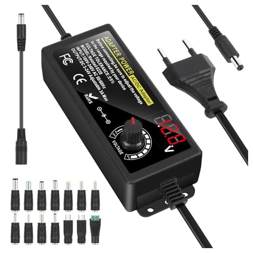Vankarr Fuente de Alimentación Universal 3A 72W, Adaptador de Corriente Ajustable DC 3V-24V, 100V-240V AC a DC, 14 Conectores, para Electrónica Doméstica, Máx. 3A