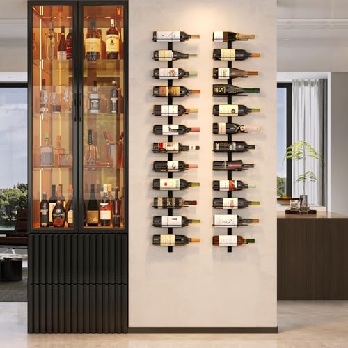 12 Bottle Wall-Mounted Wine Rack, Detachable Storage Organizer Used as One or Four, DIY Wall Hanging Bottle Holder, for Dining Room, Bar, Wine Cellar - Thumbnail 6