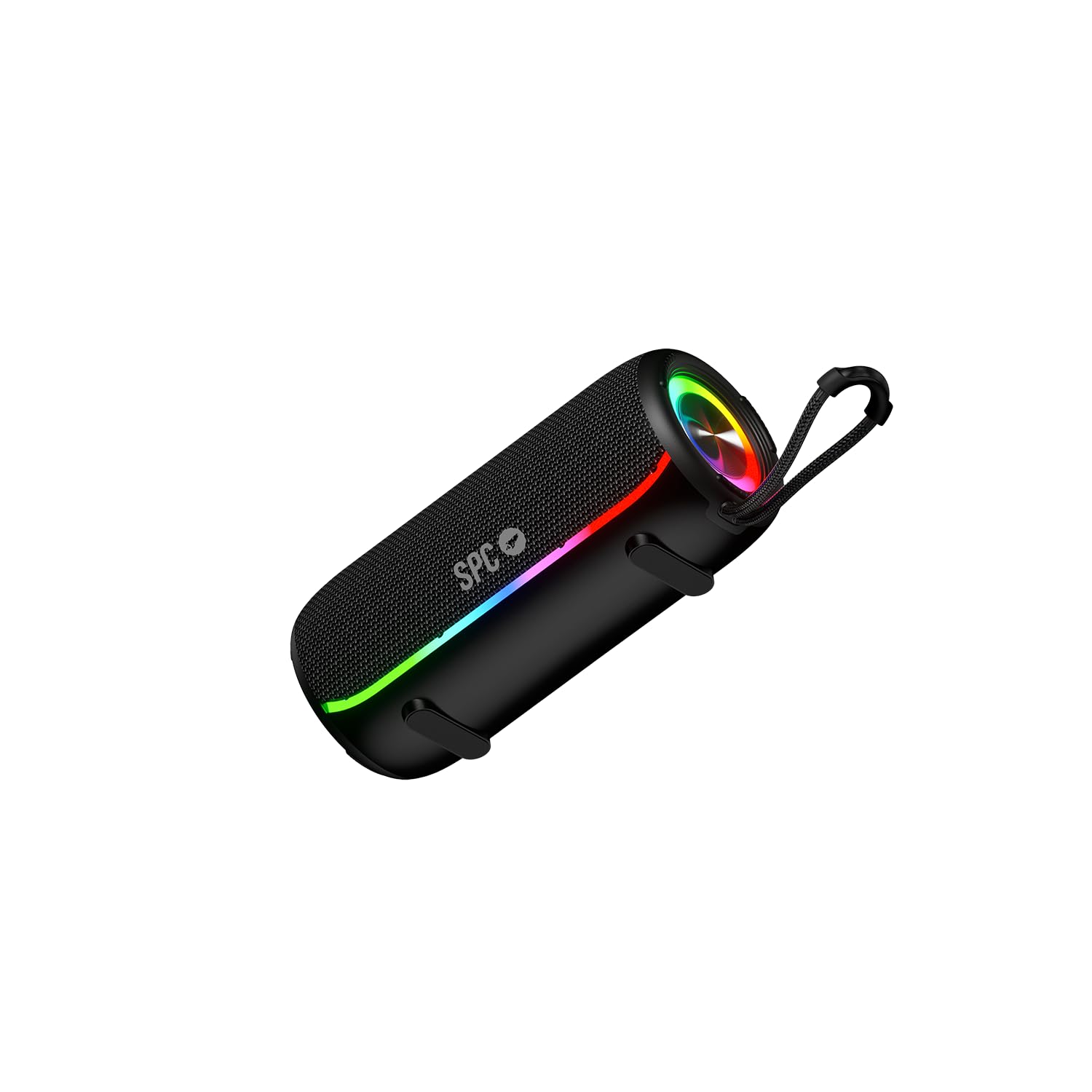 SPC Orbital Storm – potężny przenośny głośnik Bluetooth 60 W z diodą LED 360° | Czas pracy baterii do 20 godzin | Wodoszczelność IPX6 | True Wireless | USB, microSD i gniazdo 3,5 mm | Głośnik i pasek