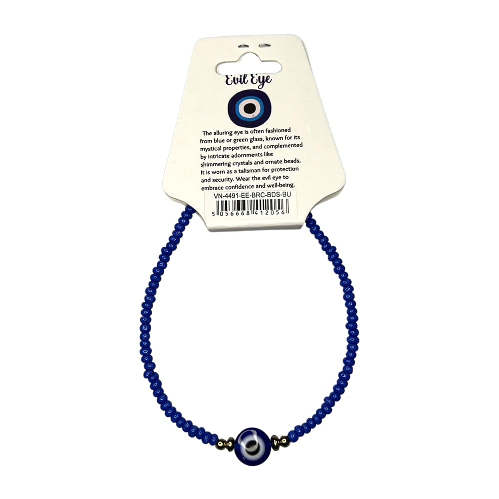 VIE Evil Eye Bracelet with 2 Gold Beads Each Side (Blue)