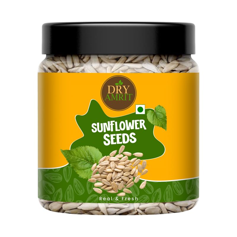 Image of DRY AMRIT Raw Sunflower Seeds 1 kg | Rich in Protein, Fiber, Vitamins and Antioxidants | Organic Sunflower Seeds for Eating | Surajmukhi Beej | Jar Pack