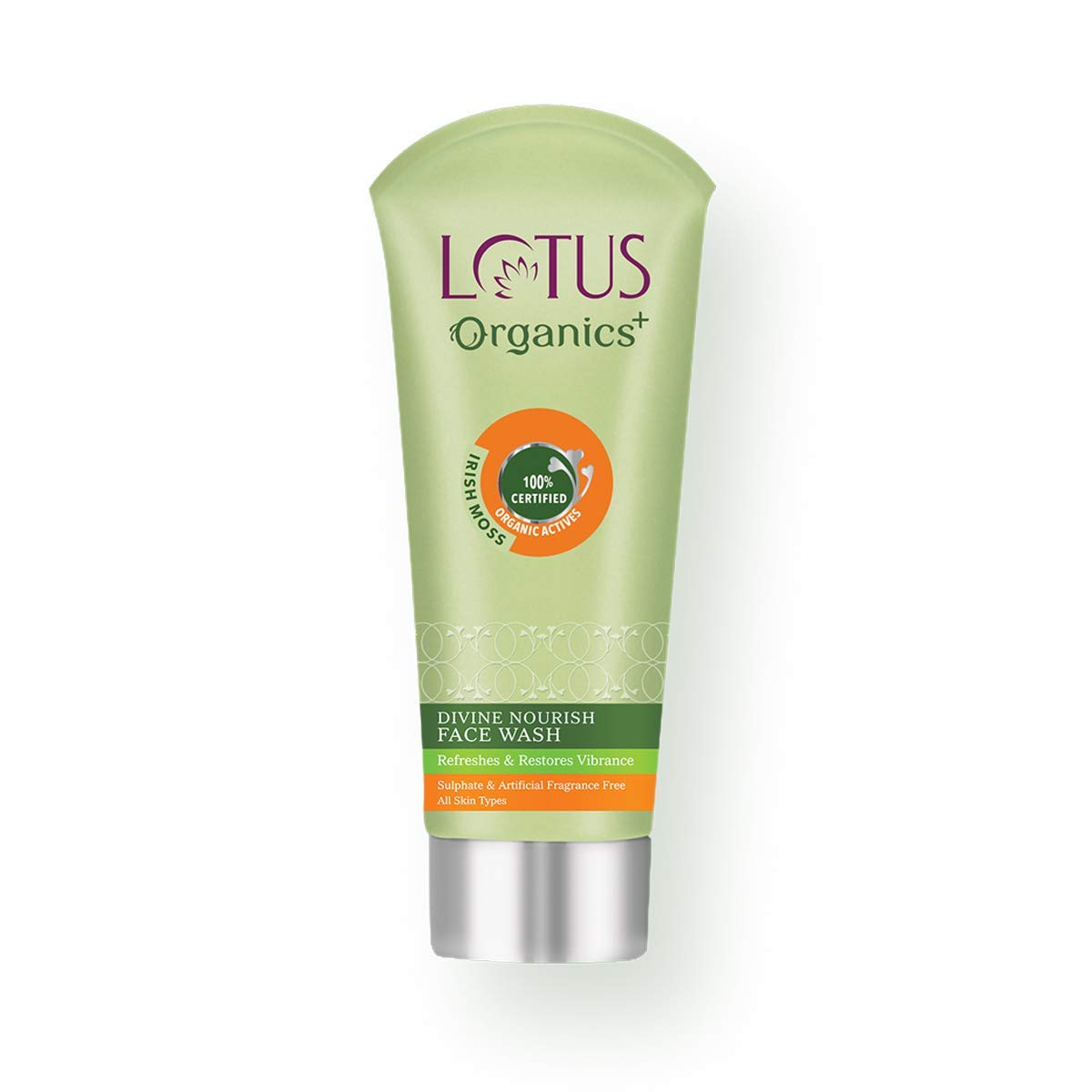 Lotus Organics+ Divine Nourish Face Wash | Sulphate Free | Gentle Cleaning | 100% Certified Organic Irish Moss | All Skin Types | For Women and Men| 100 ml
