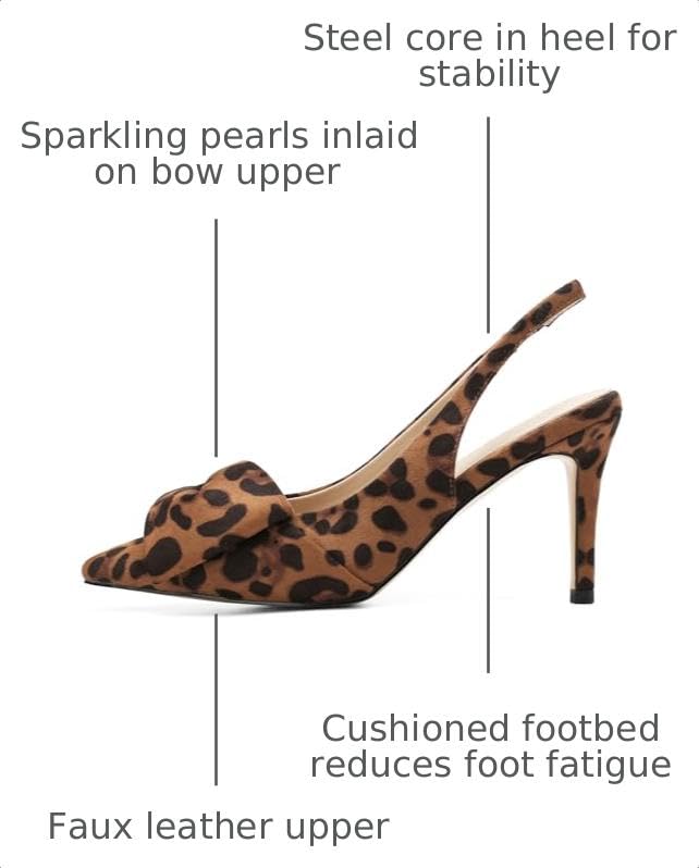 Image of Women's Bow-Detail Slingback Pumps Pointed Toe Stiletto Heels