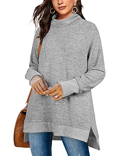 Sweatshirt for Women Long Sleeve Fall Tops Turtleneck Light Grey XL Sweatshirt for Women Long Sleeve Fall Tops Turtleneck Light Grey XL