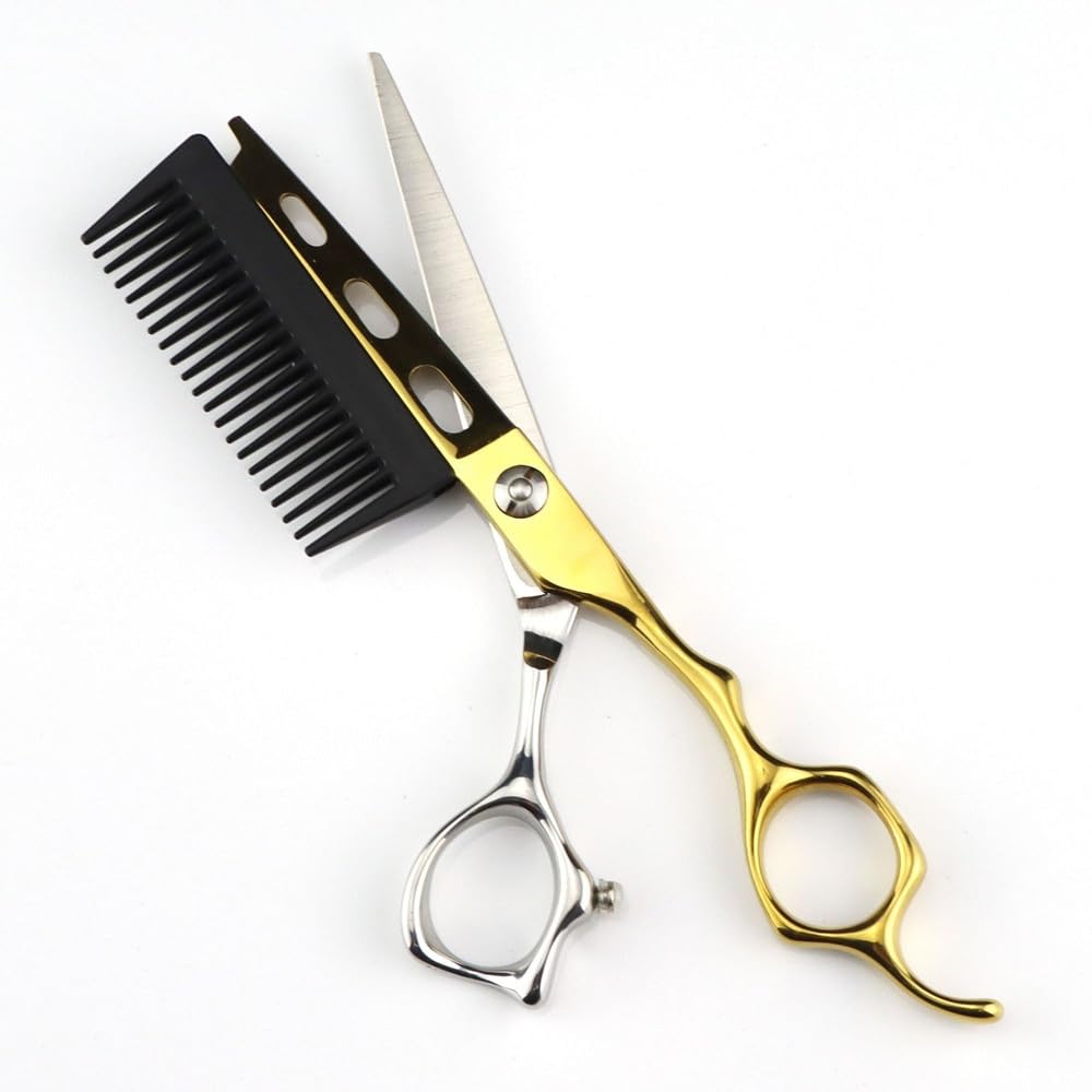 Forbici per tagliare i capelli, 6 pollici professionali JP440c acciaio oro 2 in 1 forbici per capelli con pettine taglio dei capelli barbiere forbici per tagliare i capel(
