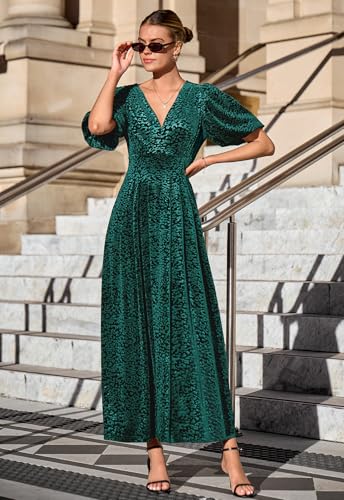 Image of Sissyaki Velvet Maxi Dress Fall Wedding Guest Dress 2026 | Semi Formal to Formal Events, Family Pictures, Holiday Party Dinner Dress