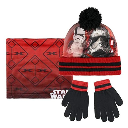 CERDÁ LIFE'S LITTLE MOMENTS Conjunto 3 Piezas Star Wars Set de Bufanda, Gorro y Guantes, Rojo (Rojo 001), One Size (Tamaño del Fabricante:única) para Niños