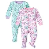 The Children's Place Baby Toddler Girl Animal Stars Snug Fit Cotton One Piece Pajamas 2-Pack, Pink Admirer, 6-9 Months