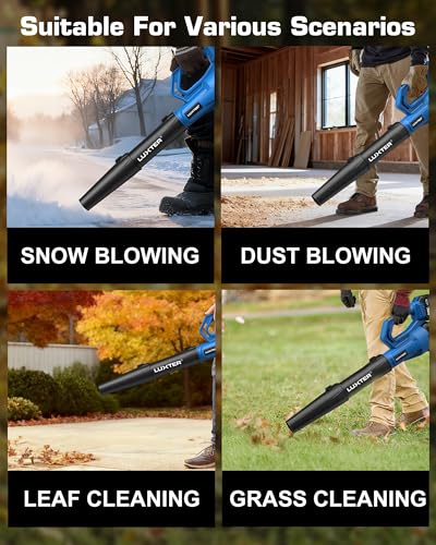 LUXTER Cordless Leaf Blower 320 CFM & 120 MPH Brushless Electric Leaf Blowers 2-Levels Variable Speed with 2 X 4.0Ah Battery and Fast Charger Included for Lawn Care, Yard, Leaves, Dust, Snow