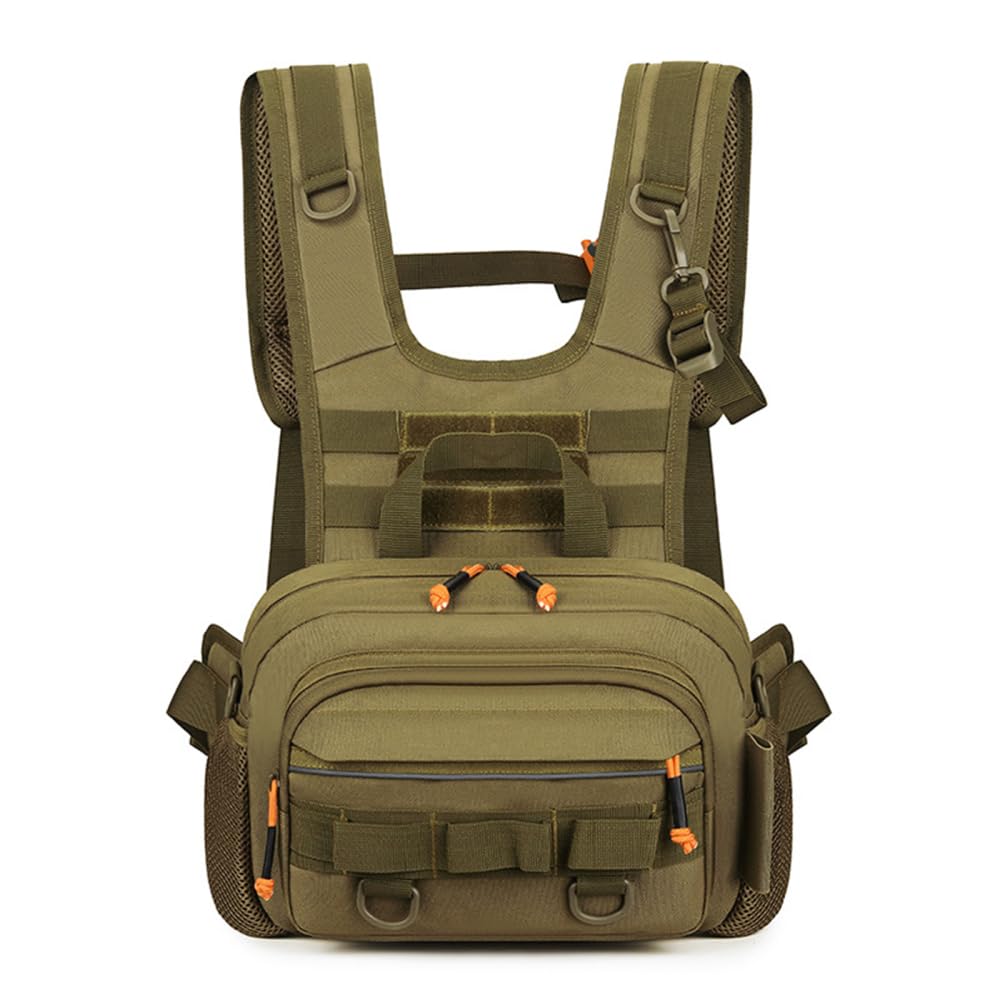 MiOYOOW Fishing Chest Pack, Waterproof Fly Fish Bag with Reflective Design for Men Women Outdoor Hunting Hiking