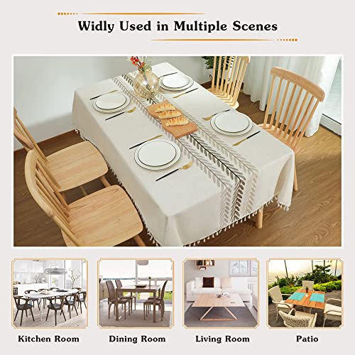 Laolitou Tablecloth For Dining Table Rustic Farmhouse Kitchen Table Cloth Coffee Table Cover, Cotton Linen Fabric Small Rectangle Table Cloths, Beige, Wine Leaf, 55X55 Inch #TOP6