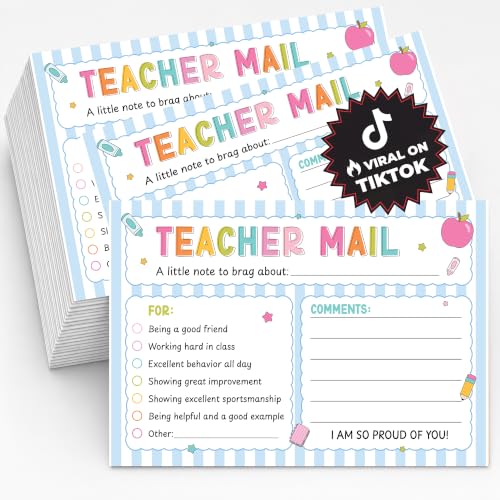 BrightenKidz Teacher Mail Notes to Parents, 50 Pack 4x6 Bold Stripes
