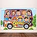 60's Party Decorations Hippie Bus Photo Booth Props Backdrop Banner Groovy Background Hippie Themed Birthday Carnival School Party Photo Prop Backdrop for Large Party Decoration