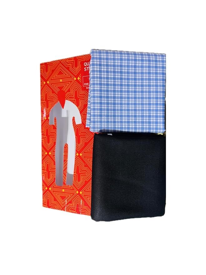 raymond fabrics Trouser Shirt Fabric Combo Box (Unstitched, All Weather Fabric) (BLUE CHECK SHIRT +BLACK PANT)-picture-43