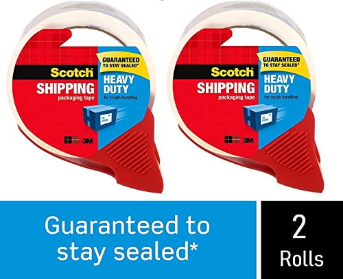 Scotch Heavy Duty Shipping Packing Tape, Clear, Shipping and Packaging Supplies, 1.88 in. x 54.6 yd., 2 Tape Rolls with 2 Dispensers - image 3