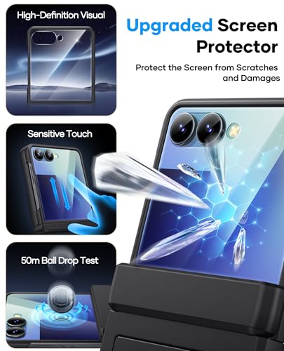 Image of ASAFCASE for Samsung Galaxy Z Flip 7 Case Wallet with Card Holder, Black | Hinge Protection, Outer Screen Protector, Heavy Duty, Shockproof Rugged Cover Phone Case for Samsung Galaxy Z Flip 7 5G 2025