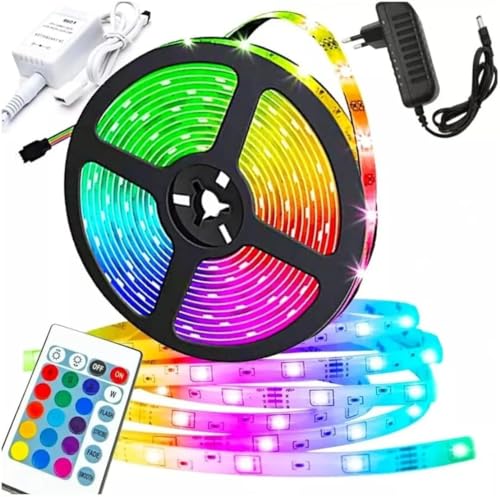 FITA LED RGB 3528 5 Metros Coloridas - Aprova D'agua, Controle Re...