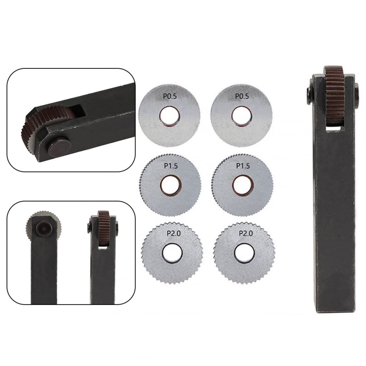 DAZZLEEX Lot de 7 kits d'outils de moletage à pas diagonale grossière linéaire 0,5 mm1,5 m2 mm