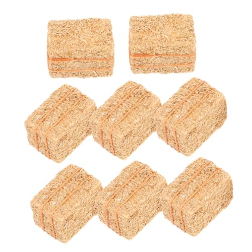 Veemoon Lot de 8 Mini Bottes de Foin Décoratives en Paille pour Maison de Poupée, Ornements Miniatures Rustiques, Décor de Scène de Ferme et Fêtes,...