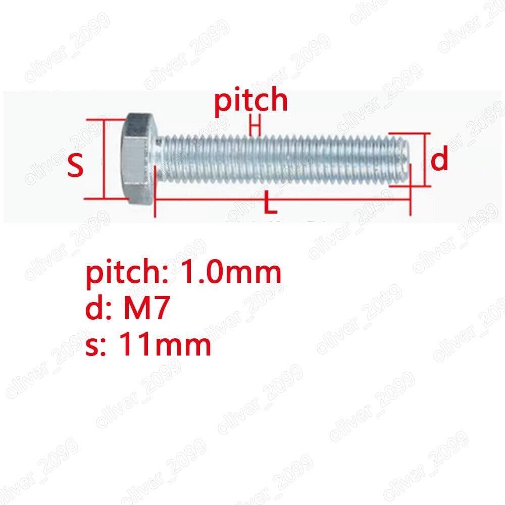Viti Viti for bulloni a Testa Esagonale zincate da 3 Pezzi(M7 1.0 x 100mm)