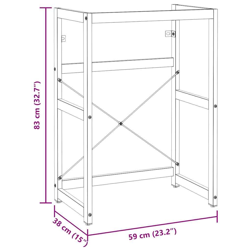 Waschtischgestell Badezimmer Weiß 59 x 38 x 83 cm, pulverbeschichtetes Eisen, Waschbeckenständer mit Wandhalterung, platzsparender Stauraum für Waschplatz und Gäste-WC