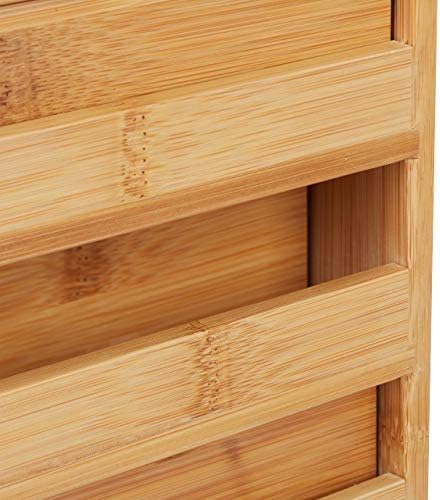 Relaxdays Bamboo Desktop Organizer, 3 Drawers, Desk Tidy, Office Storage Unit, Pen Holder, HxWxD: 21x20x13 cm, Natural, 1 Item