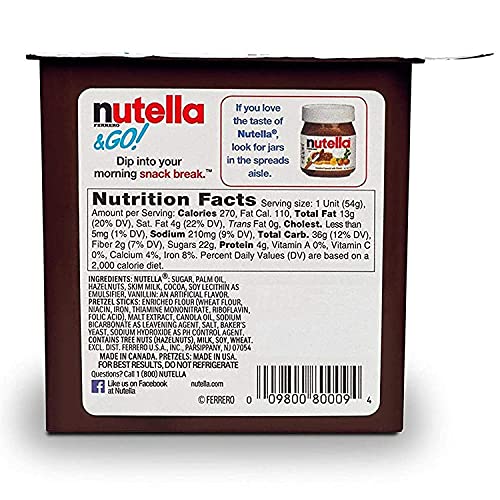 Nutella & Go! Creamy Chocolate Hazelnut Spread With Pretzel Sticks 1.8 Oz Snack Pack #TOP2