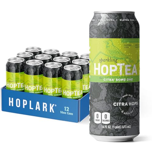 HOPLARK Sparkling HopTea – White Tea with Citra Hops – Light Citrus and Herbal Sparkling Tea – Caffeinated – Unsweetened – Zero Calorie – 12 Pack 16oz Cans - The Citra Bomb One