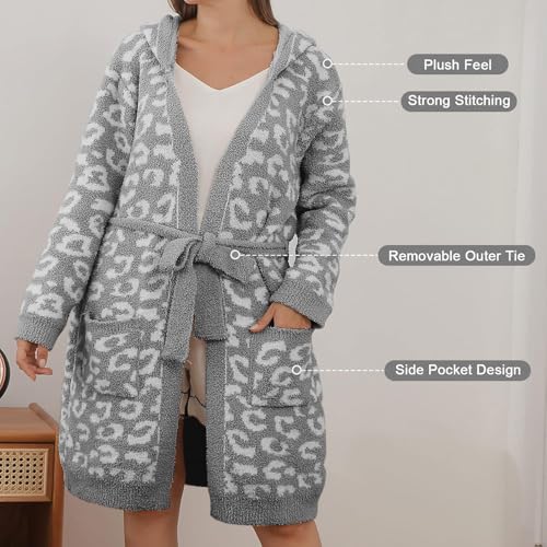 Image of bearberry Plush Hooded Bath Robe Women's Loungewear Sleep Robe Indoor Outfit
