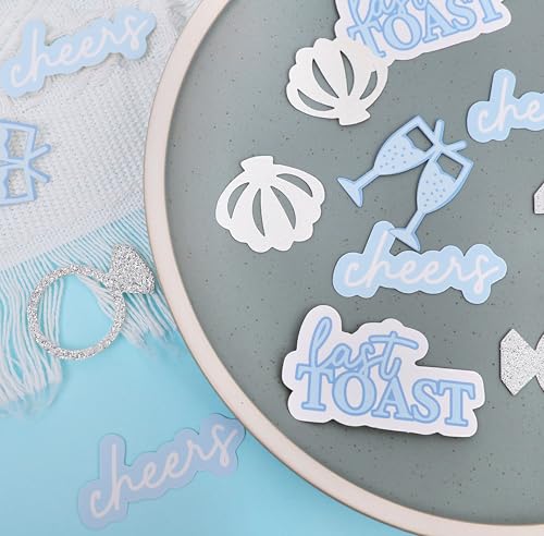 Image of 200psc Last Toast on the Coast Confetti - Last Toast Bachelorette Party Decorations, Ocean Bridal Shower Confetti, Beach and Coastal Bachelorette Party Decor, Shimmery Seashell and Ring Confeti