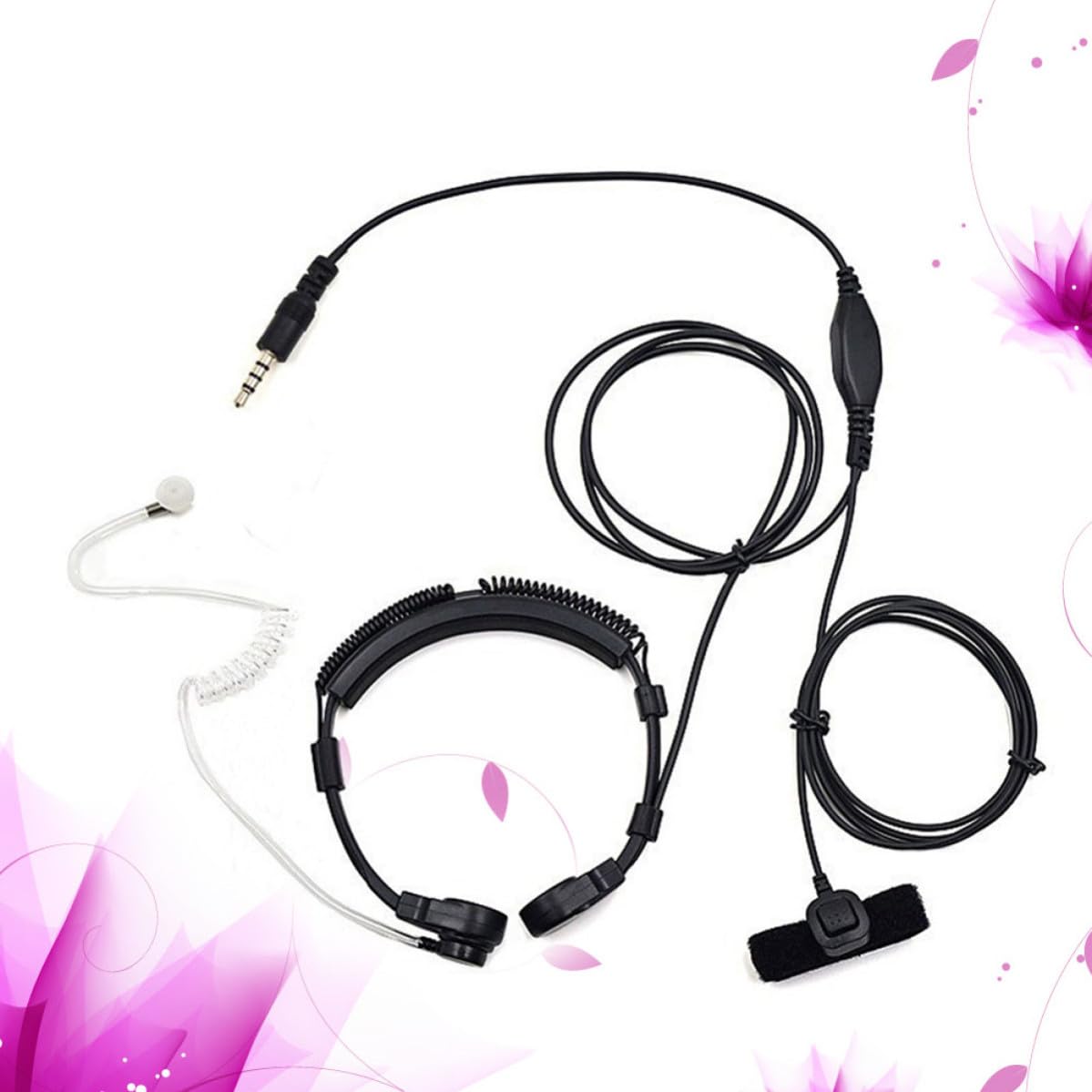 Kisangel 3,5 mm Klinkenstecker Kopfhörer mit Luftkanal Vibrationsmikrofon Kehlkopfgeräuschdämpfung Strahlenschutz und Verstellbarer Größe für Mobiltelefone und Computer