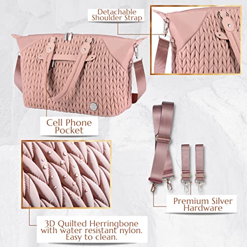 Diaper Bag Tote Baby Nappy Changing Bag Multifunction Large Baby Travel Handbag For Mom(Dusty Rose) #TOP3