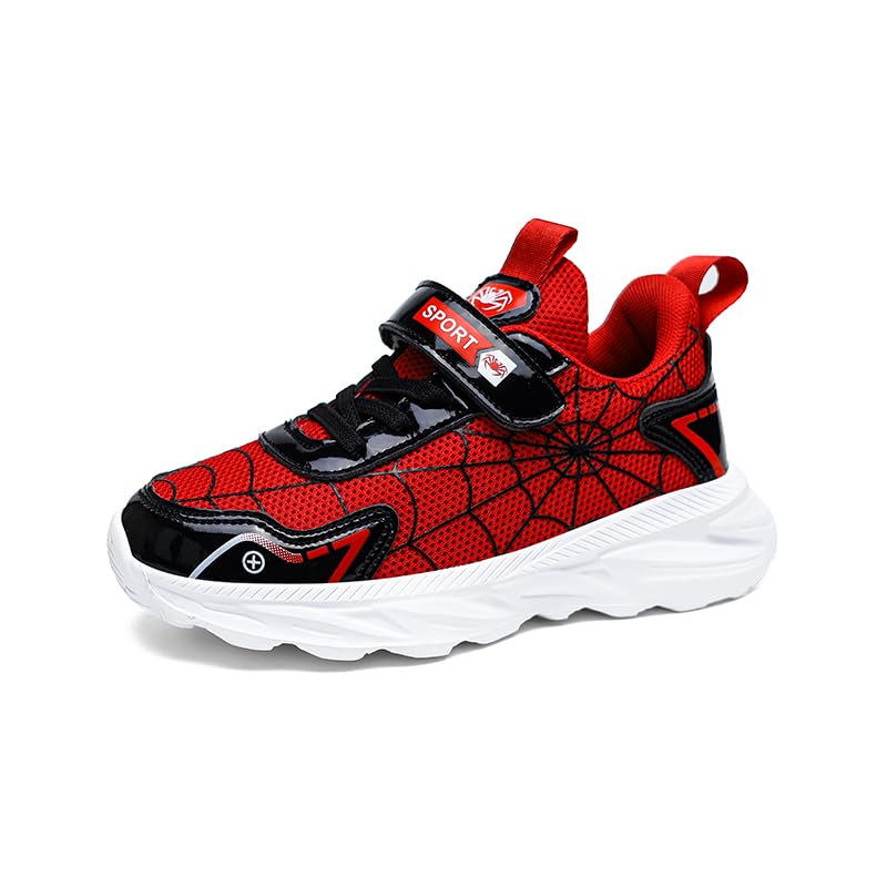 EGMPDA Boys Girls Shoes Kids Sneakers Running Tennis Walking Shoes Breathable Comfortable Lightweight Sneakers for Toddler/Little Kid/Big Kid Black Red Size 12