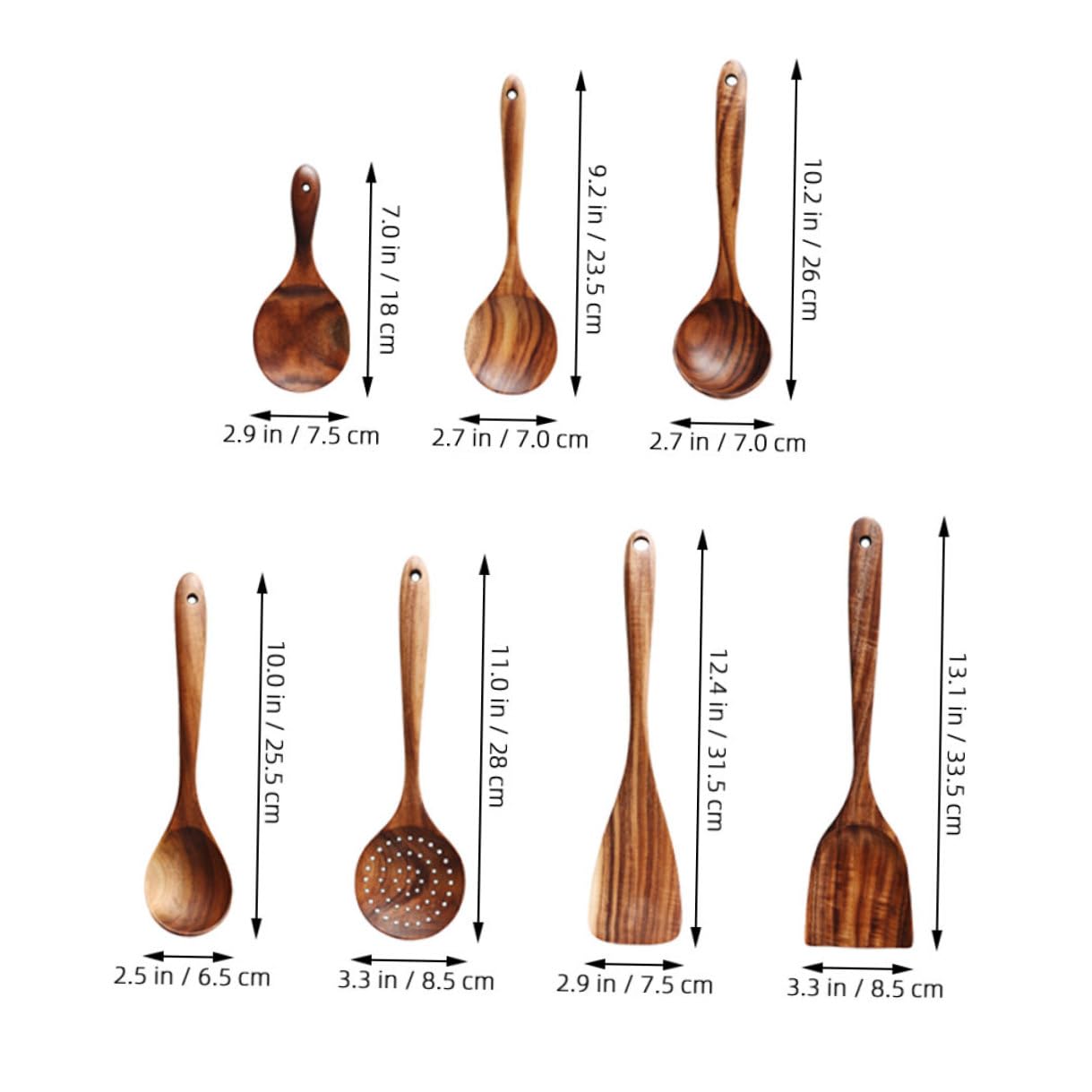Cucchiai in Legno Naturale per Cucina Utensili con Manici Lunghi Ergonomici Cucchiaio Portatile per Uso Domestico Resistenti e Sicuri per Cottura Professionale