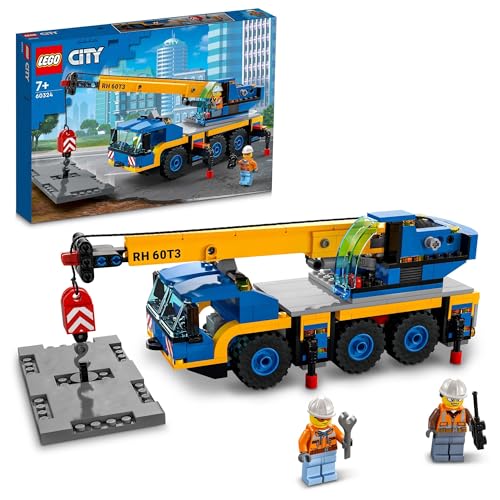 LEGO 60324 City Gel&auml;ndekran, Kran- und LKW-Spielzeug mit Haken, baubares Fahrzeug-Spielzeug f&uuml;r Jungen und M&auml;dchen ab 7 Jahren, Geschenk f&uuml;r Kinder und Fans von Baufahrzeugen