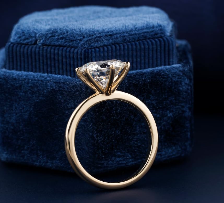 Moissanite Stone Ring Moissanite Gold Ring For Women Gold Ring For Women Moissanite Diamond ? Ring Diamond Ring 2.5 Carat Moissanite Diamond Stone Yellow Gold Ring For... - Image 7