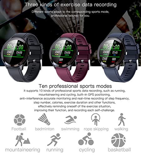 Fitness-Tracker Met Weersvoorspelling Muziekbesturing Inkomende Oproep, IP68 Waterdichte Activiteitentracker, Stappenteller Stappenteller Horloge Stopwatch Voor Heren,Purper - Afbeelding 5