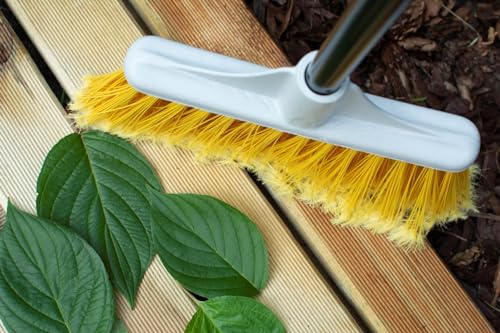 Besen Draußen mit Stiel Sunny Garden 24 cm - Straßenbesen mit Stiel aus verstärktem Stahl - Strassenbesen Ideal für Harte Oberflächen, Blätter und Schnee fegen, Schwarz-gelb – Bild 7