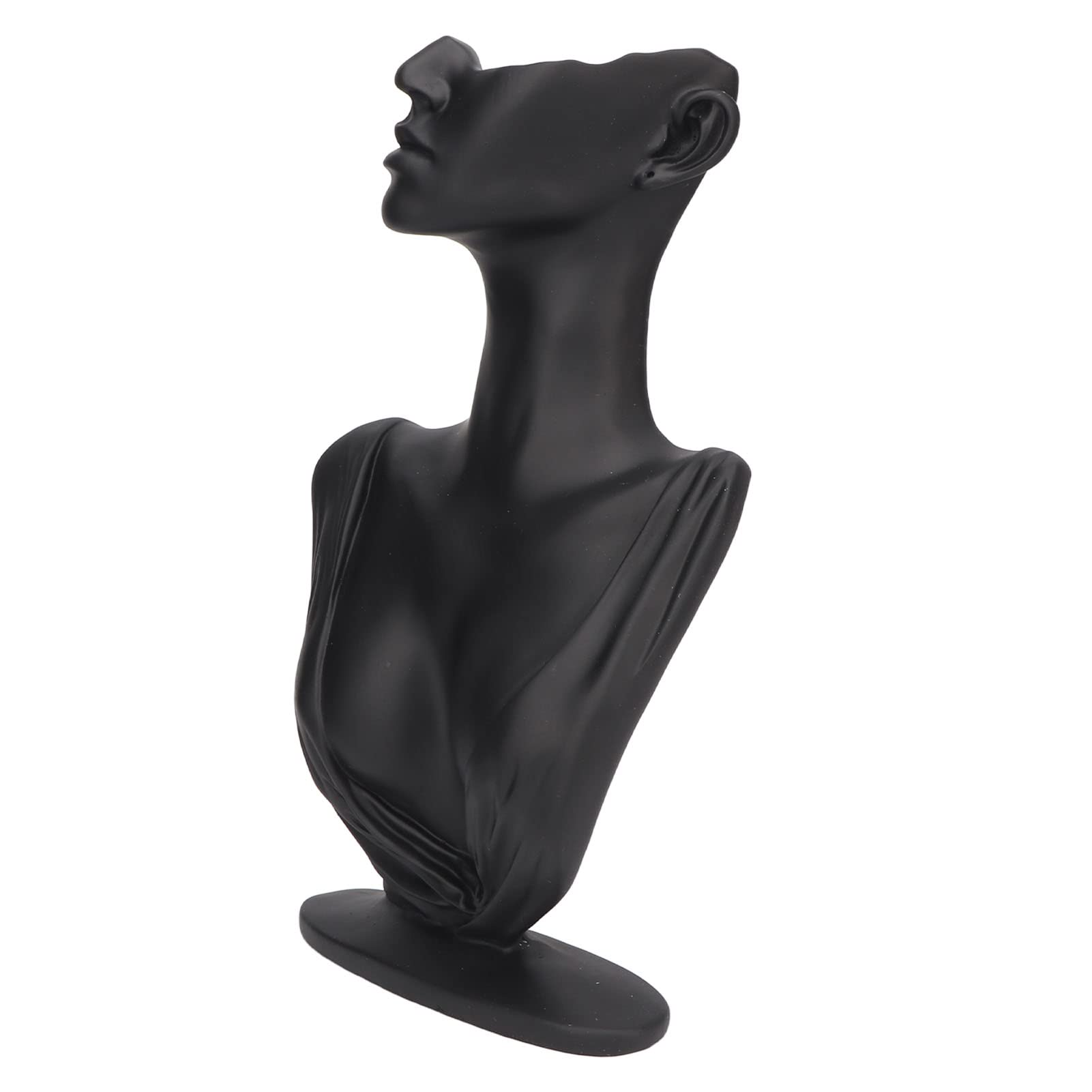 Tyenaza Porta Manichino per Orecchini, Espositore per Collane Busto Leggero Ed Elegante in Resina di Grandi Dimensioni per Mostrare Gioielli, Collane, Orecchini, Anelli (Nero)